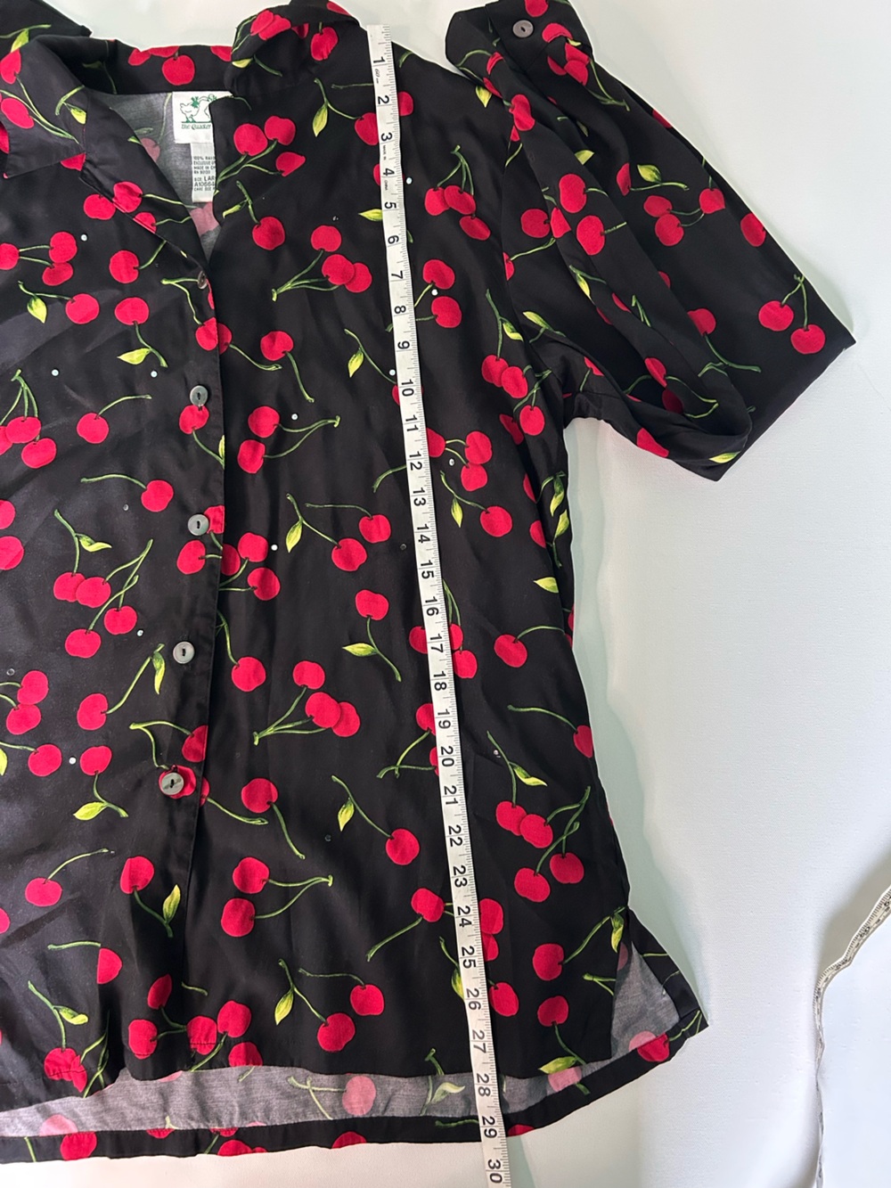 Vintage 80s cherry print top with rhinestones button up blouse - Picture 6 of 6